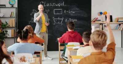 Students attending class at a British curriculum school near DAMAC Hills