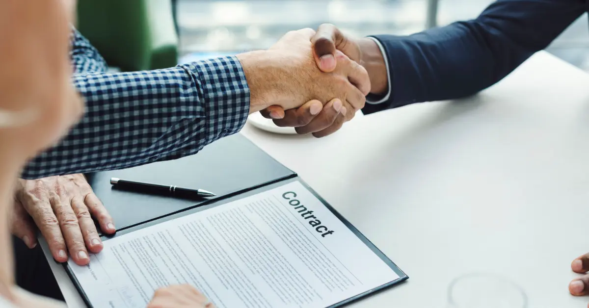Work contract agreement between two men 