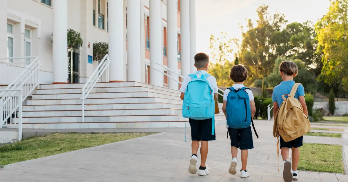 Kids getting back to school together