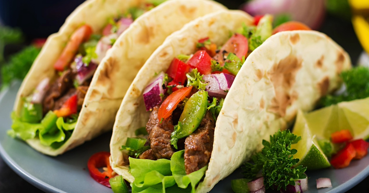 A picture of a beef taco from Taco Taco Dubai