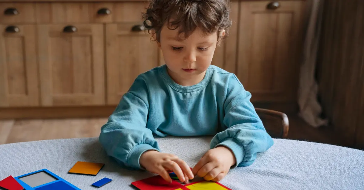 boy playing memory game