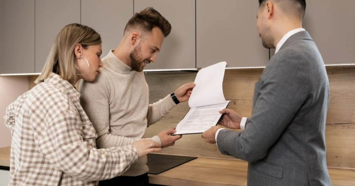 Real estate agent presenting contract documents