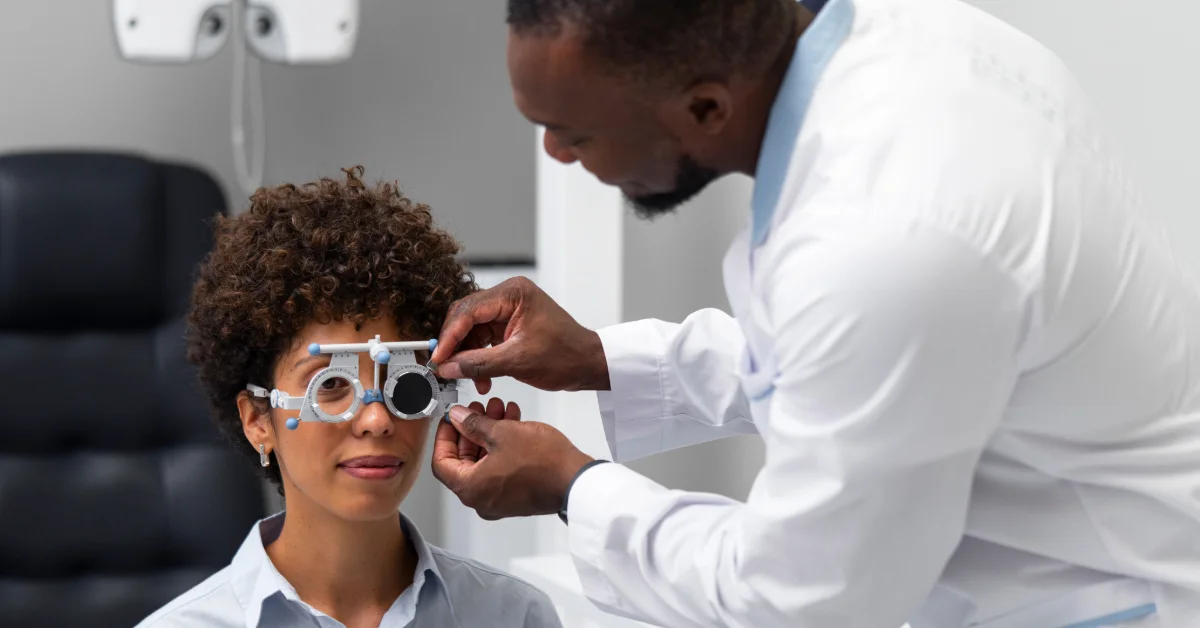 doctur conducting eye test for driving license in fujairah