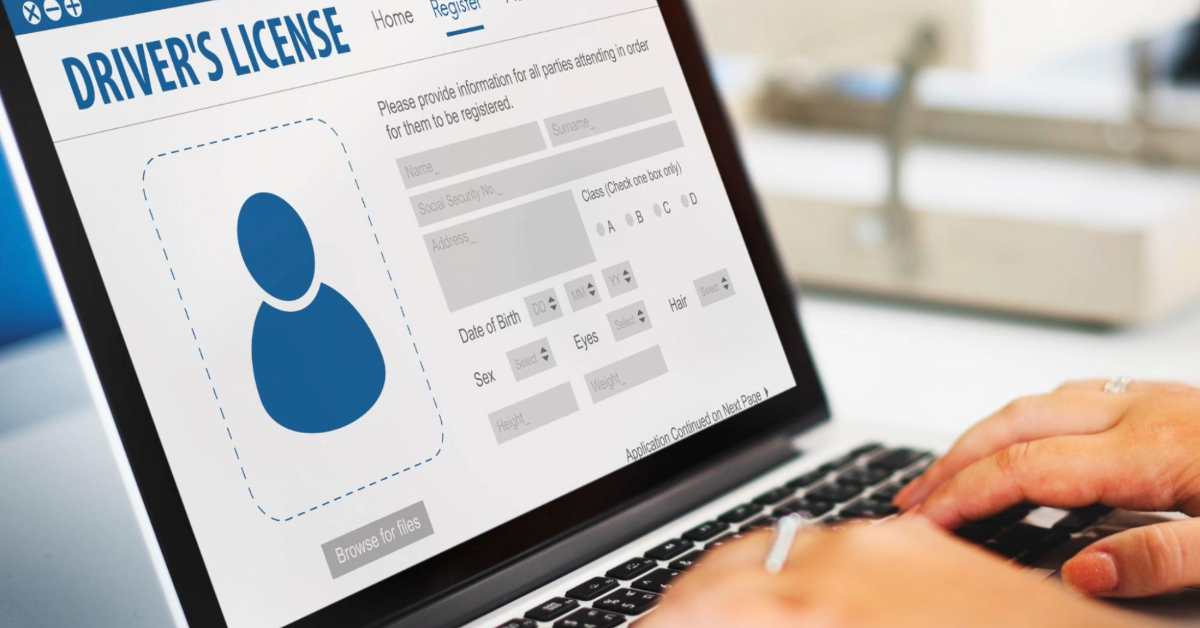 Applicant filling out a driving licence application