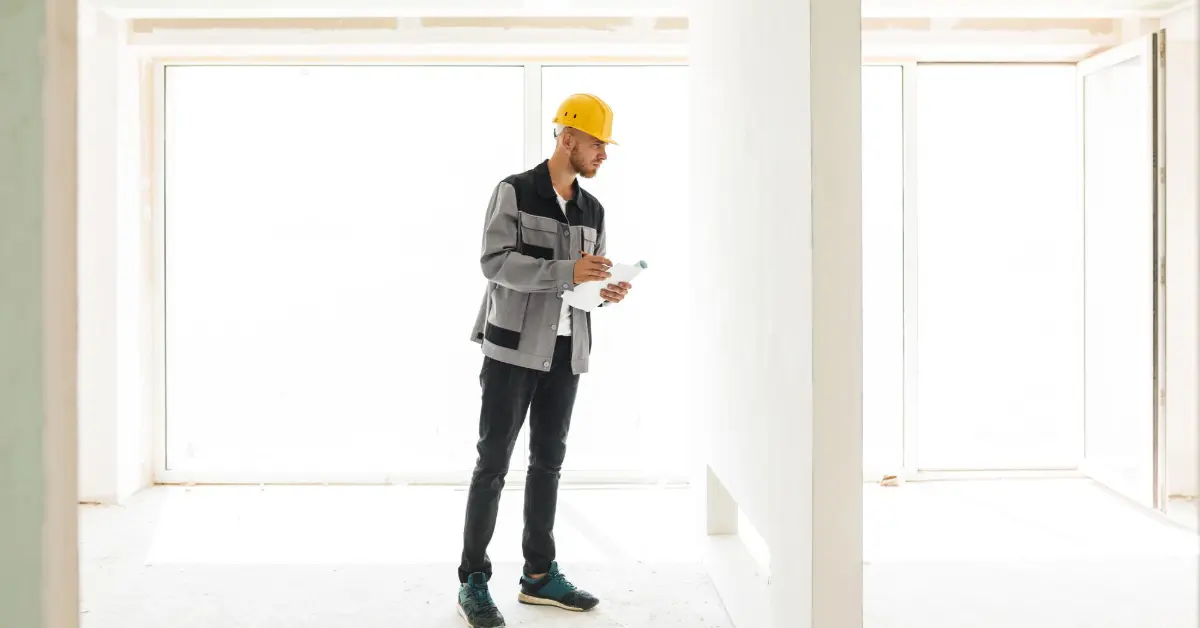 A supervisor entering the newly built home for an inspection