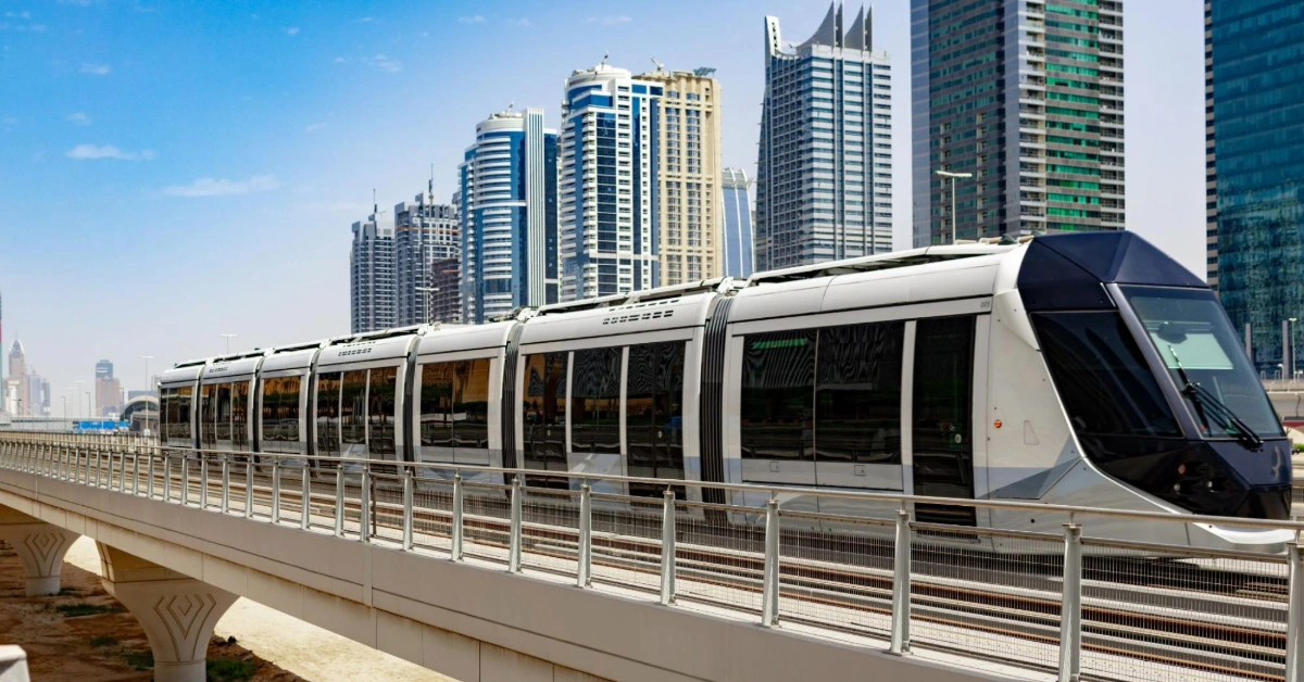 Metro railway train in Dubai