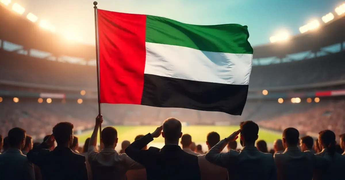 صورة توضيحية لأداء النشيد الوطني الإماراتي في الفعاليات الرياضية الكبرى