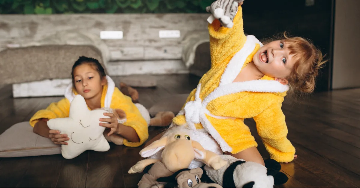 Kids enjoying their time in their staycation hotel