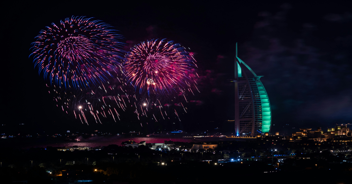 Fireworks Display by Burj Al Arab in Dubai