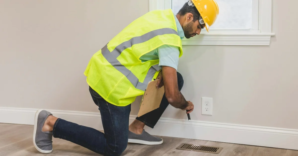 صورة توضح فحص العقار من الداخل للاطمئنان على التشطيبات وأنظمة الكهرباء والتكييف