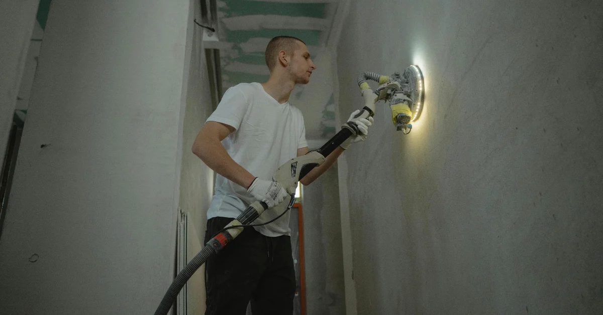 صورة توضيحية لتنظيف الطلاء قبل وضع طبقة دهانات جديدة أثناء تجديد المنازل