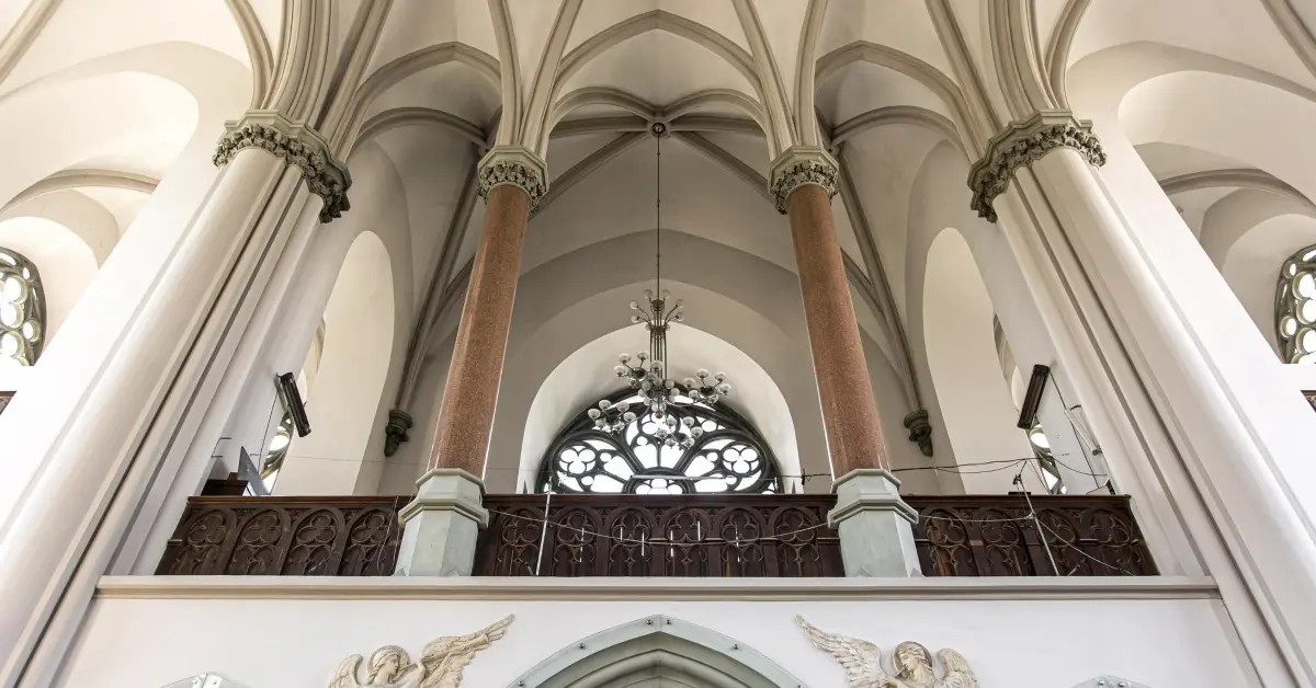 Architectural interior of a church hall in Abu Dhabi
