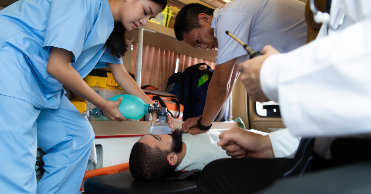 Paramedics performing CPR in the UAE