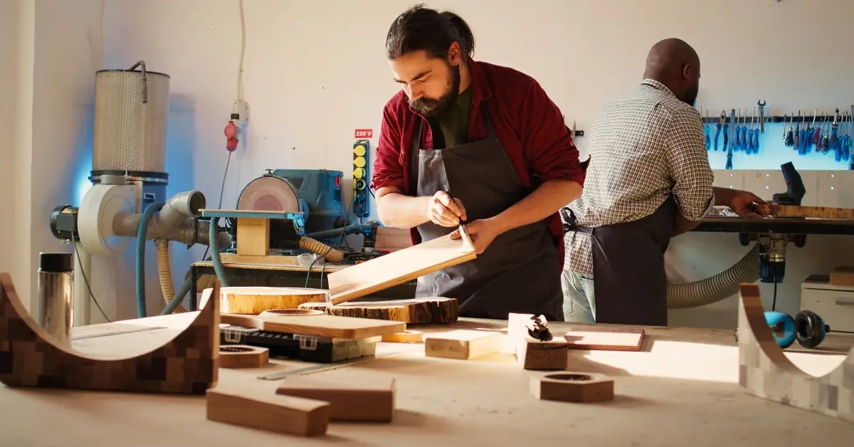 Carpenter in assembly shop
