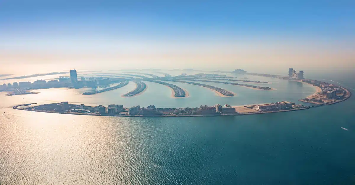 Aerial view of Dubai Palm Jumeirah island