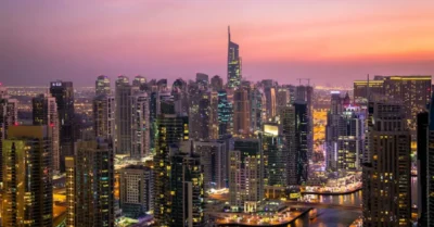 Dubai Skyscrappers during sunset