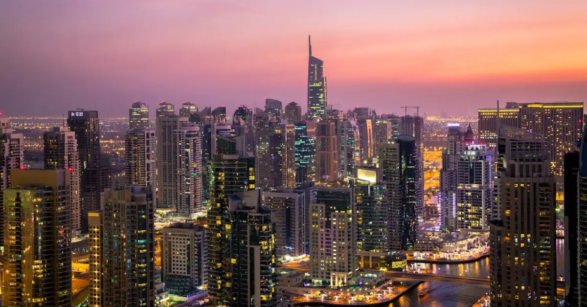 Dubai Skyscrappers during sunset