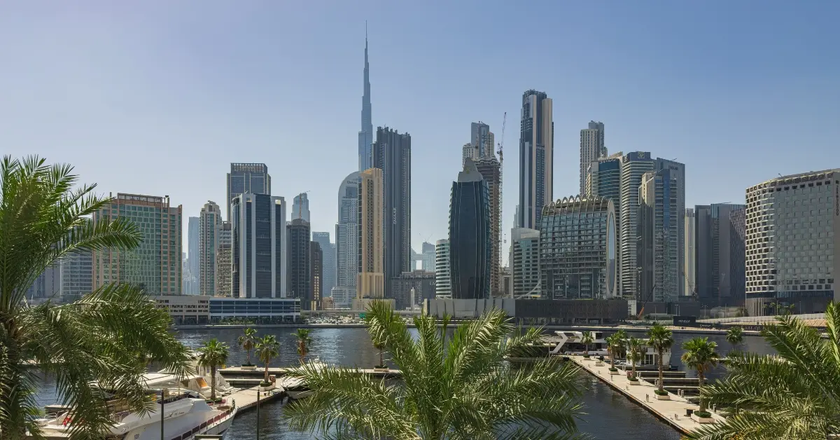 Dubai skyline, including Burj Khalifa