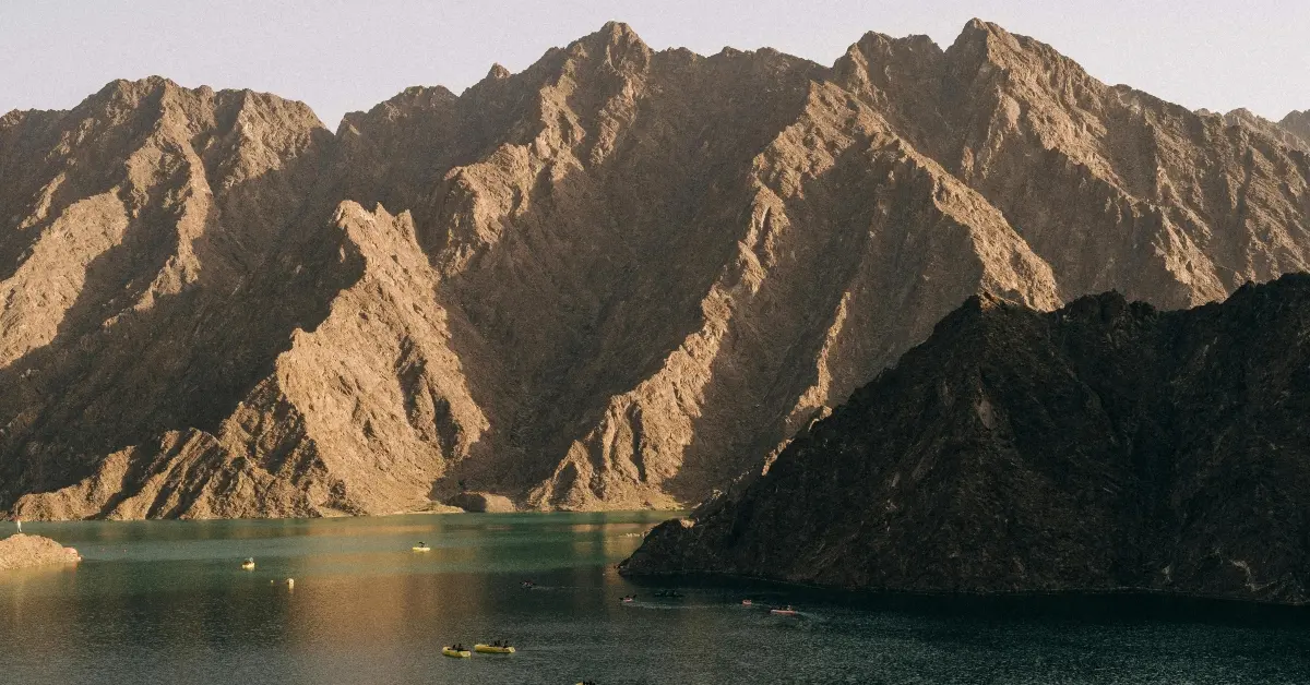 Hatta Lake and Mountains in United Arab Emirates
