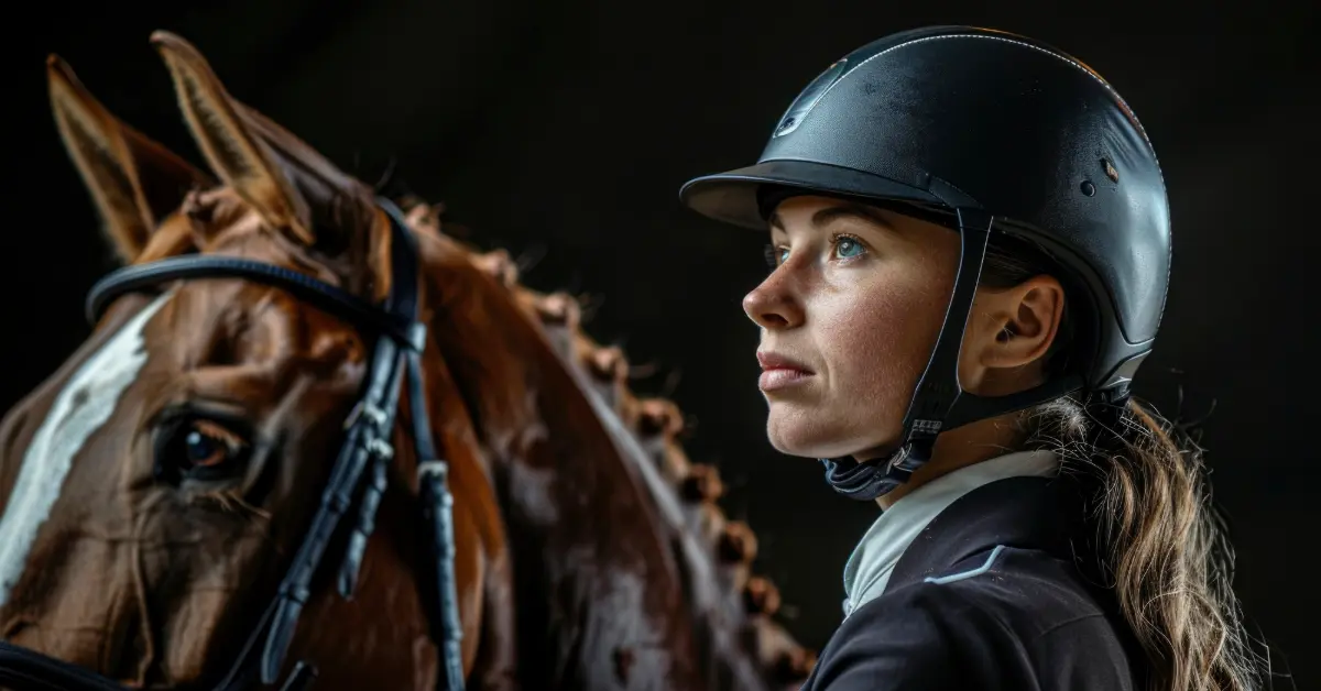 Person Adjusting a Horse Riding Helmet