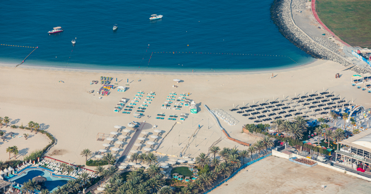 Jumeirah Beach Residence (JBR) beach in Dubai during a sunny day