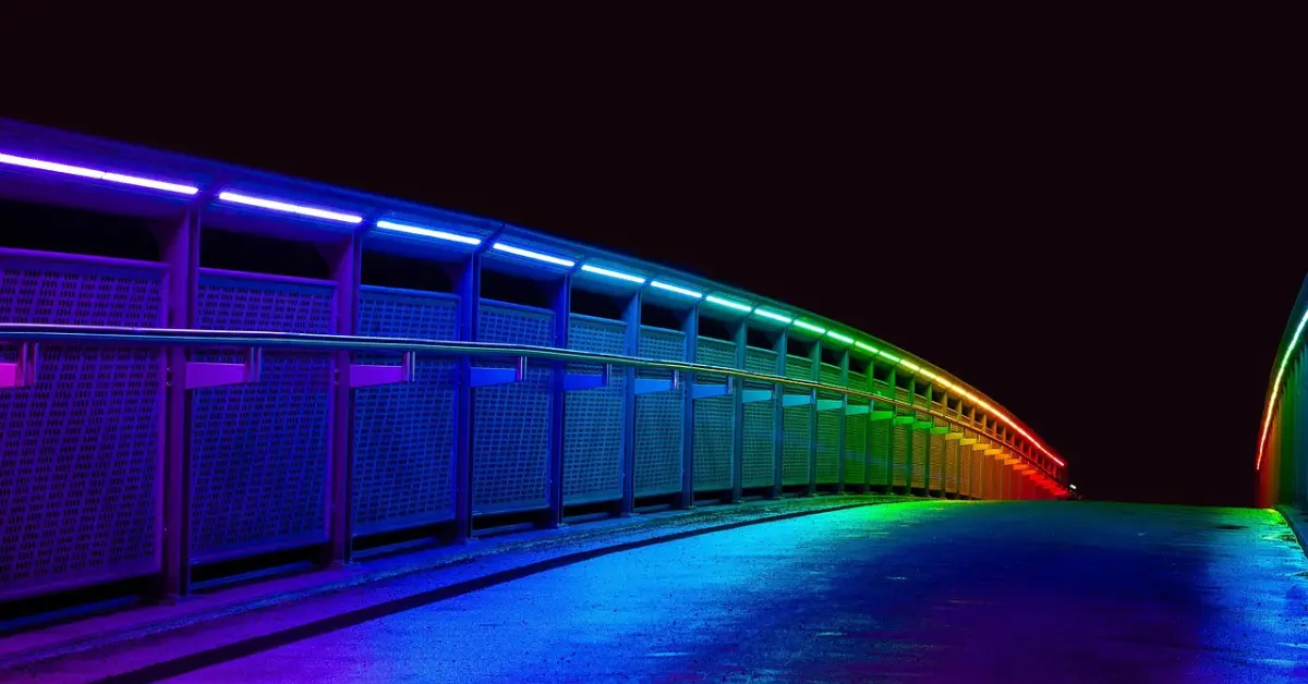 Bridge lit with LED colorful lights 
