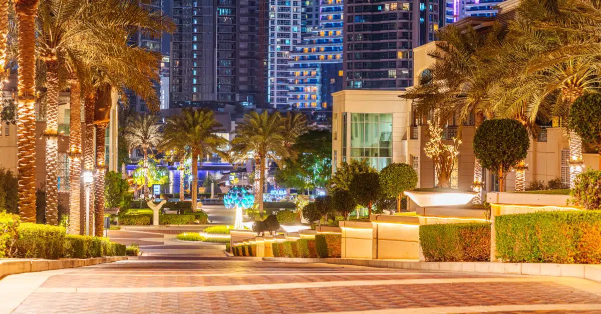 Dubai Marina Walk at night