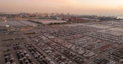 aerial view of auto market