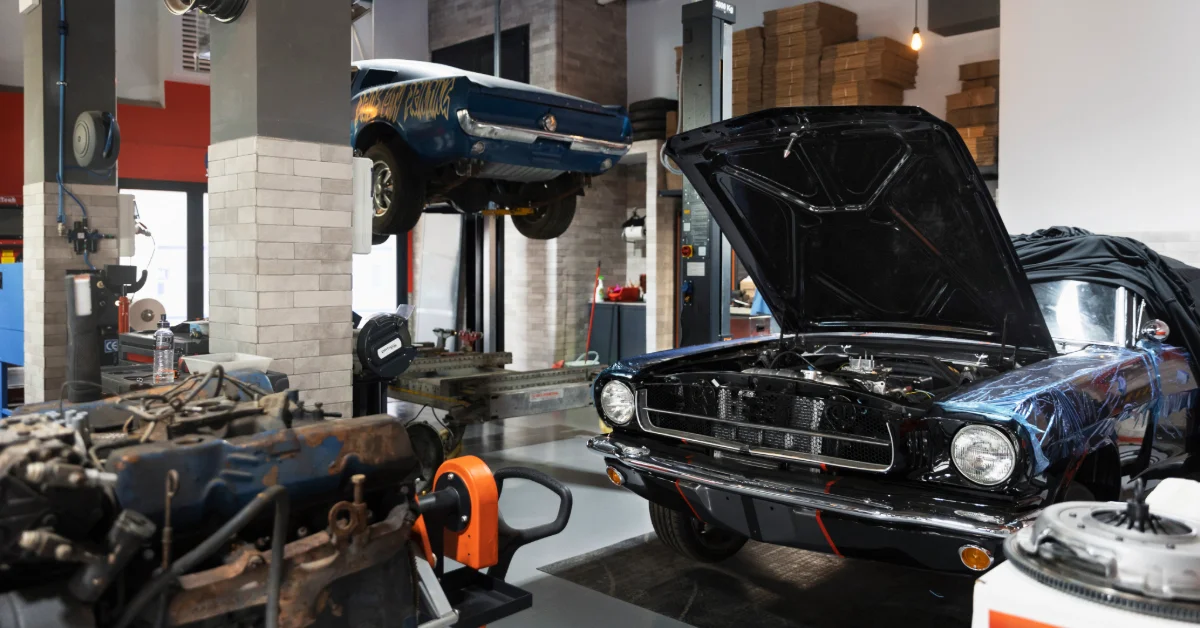 Car accessories and detailing services inside Souq Al Haraj market