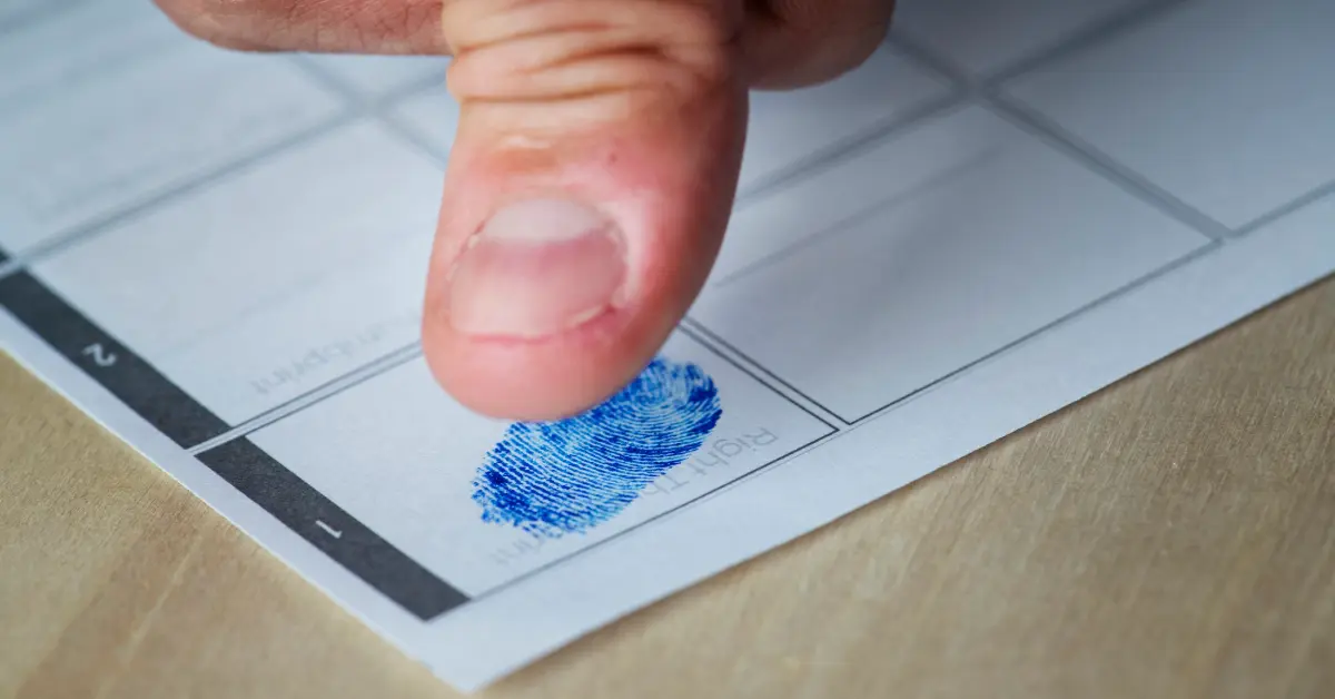 Closeup of fingerprint on paper