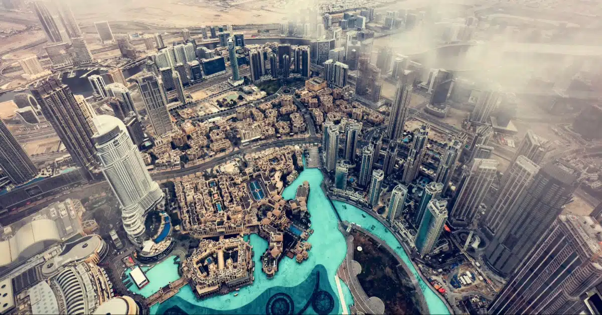 View from a flying car in Dubai
