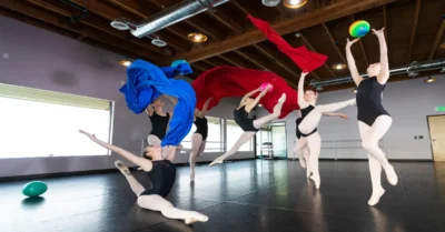 young ballet dancers playing and having fun