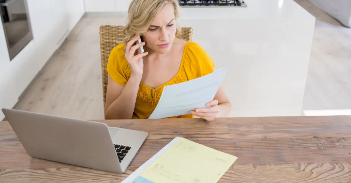 Women checking her home bills