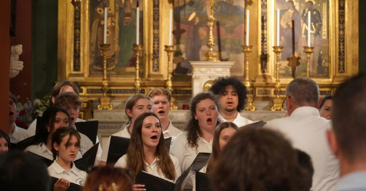 A church choir performing together.