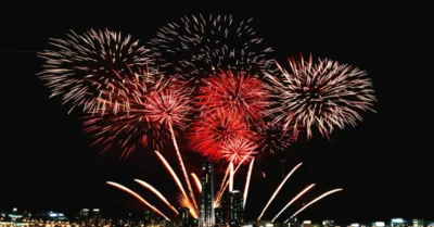 fireworks exploding in the sky of Abu Dhabi
