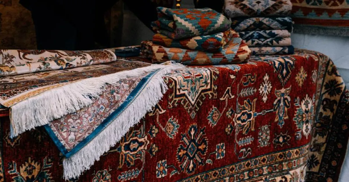 Persian carpets on a table