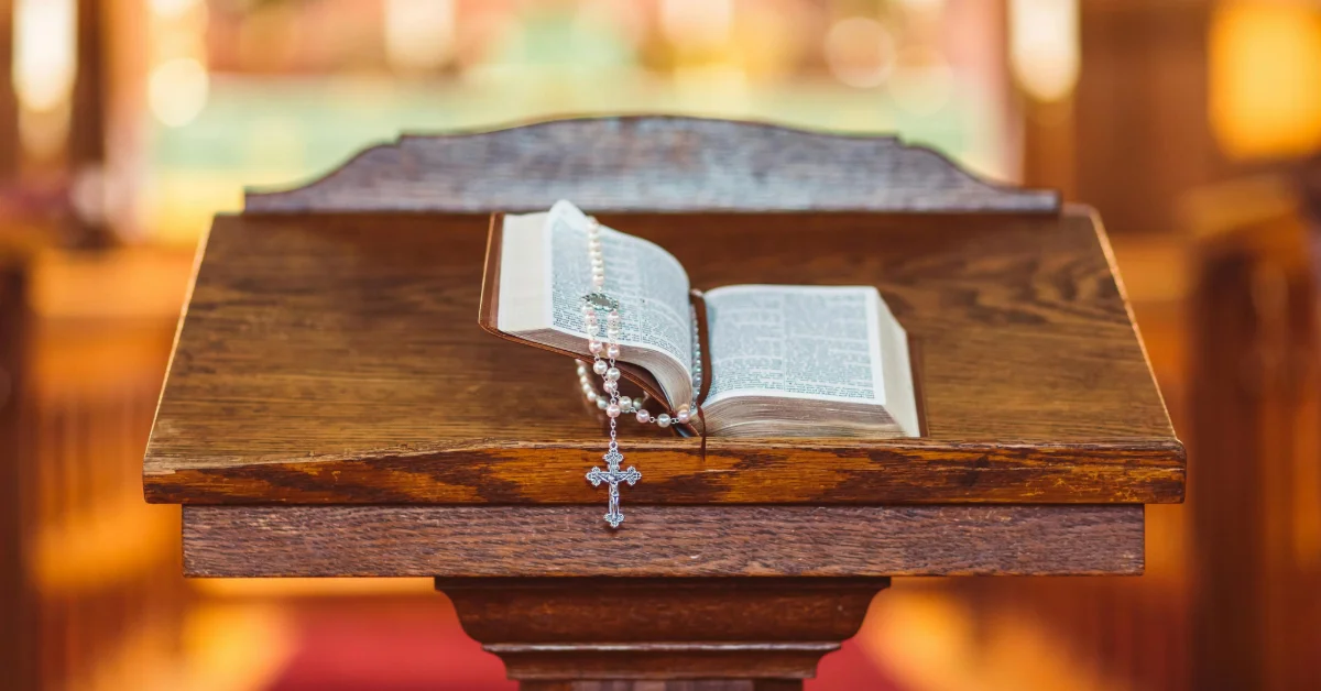 A Bible on on Wooden Standee in St. Joseph Cathedral