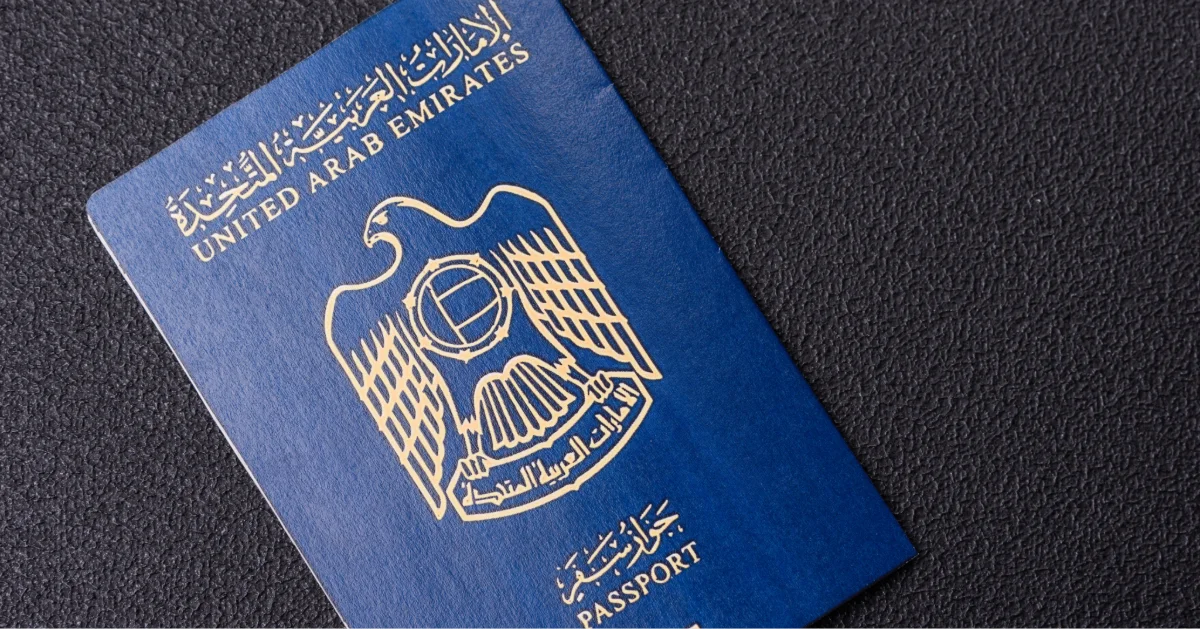 Passport of a UAE resident travelling to Montenegro 