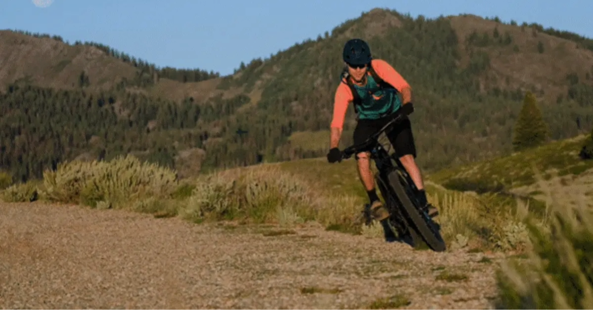 A person riding on a mountain bike