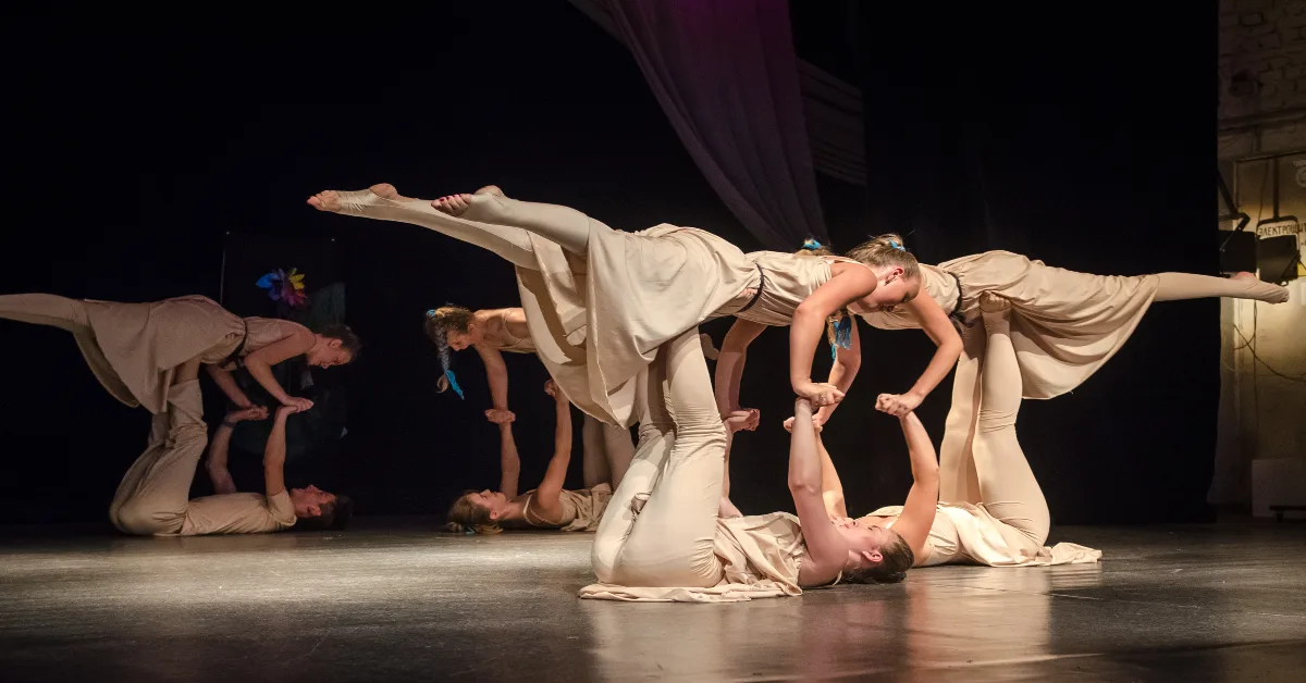 girls practising ballet in the theatre