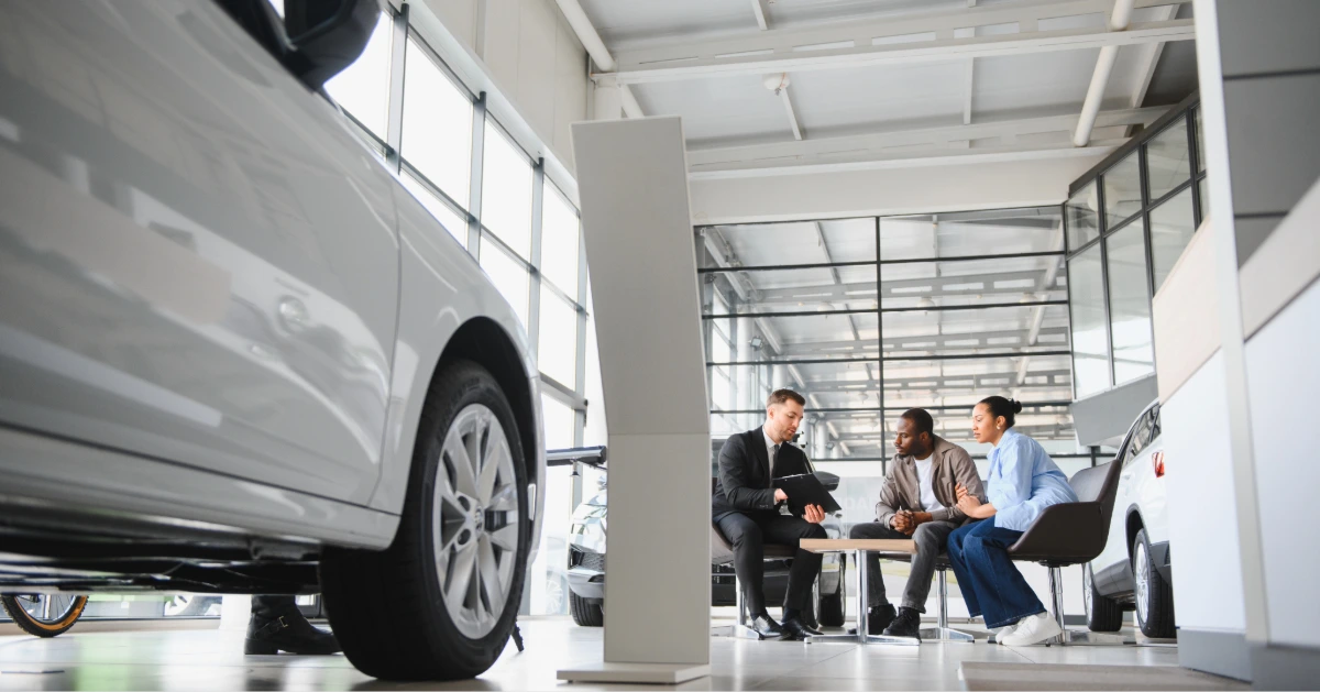 the inside of a car showroom