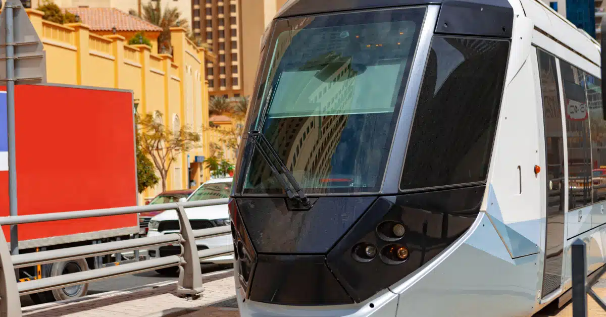 tram railway train in Dubai city in UAE