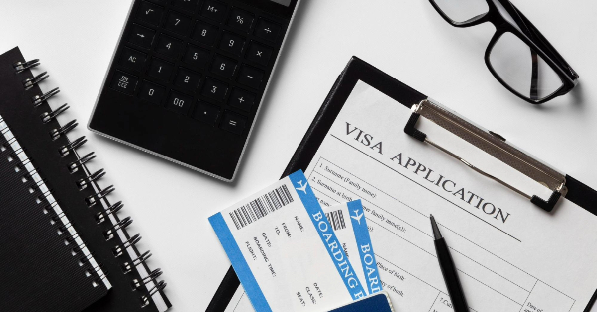 A blank visa application form awaiting completion