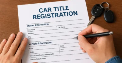 A man registering his vehicle