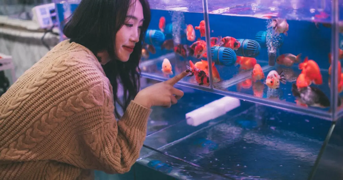 A Woman by an Aquarium