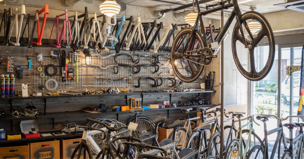 Bike shop concept with bicycles