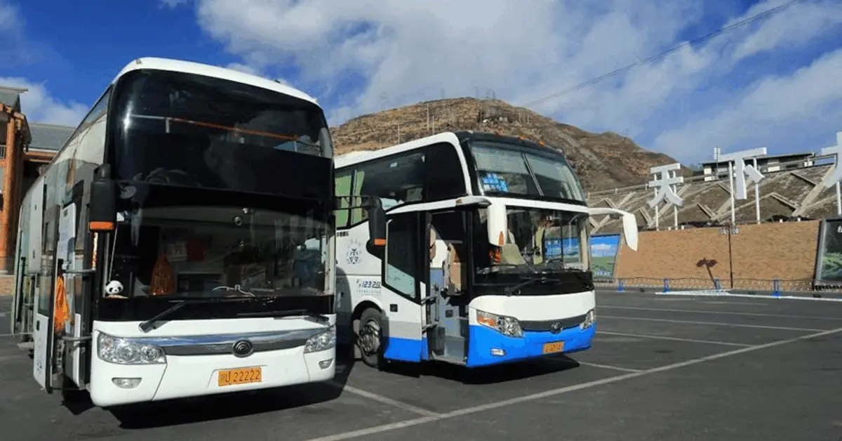 Buses waiting at the Mall of the Emirates bus station