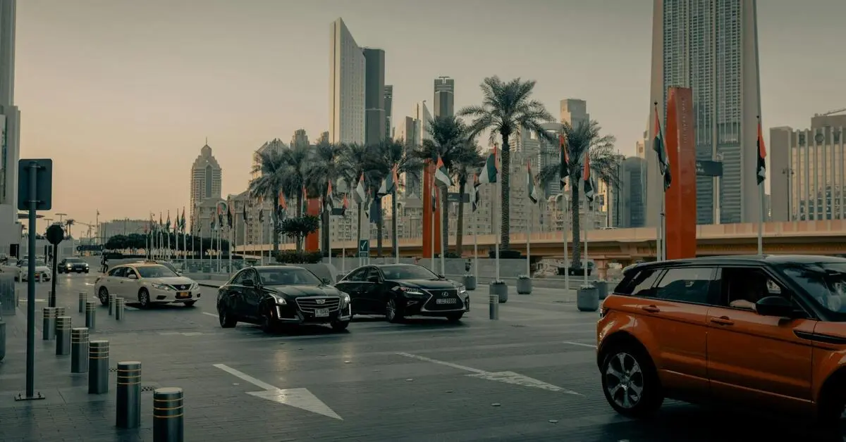 Cars on the road in Dubai