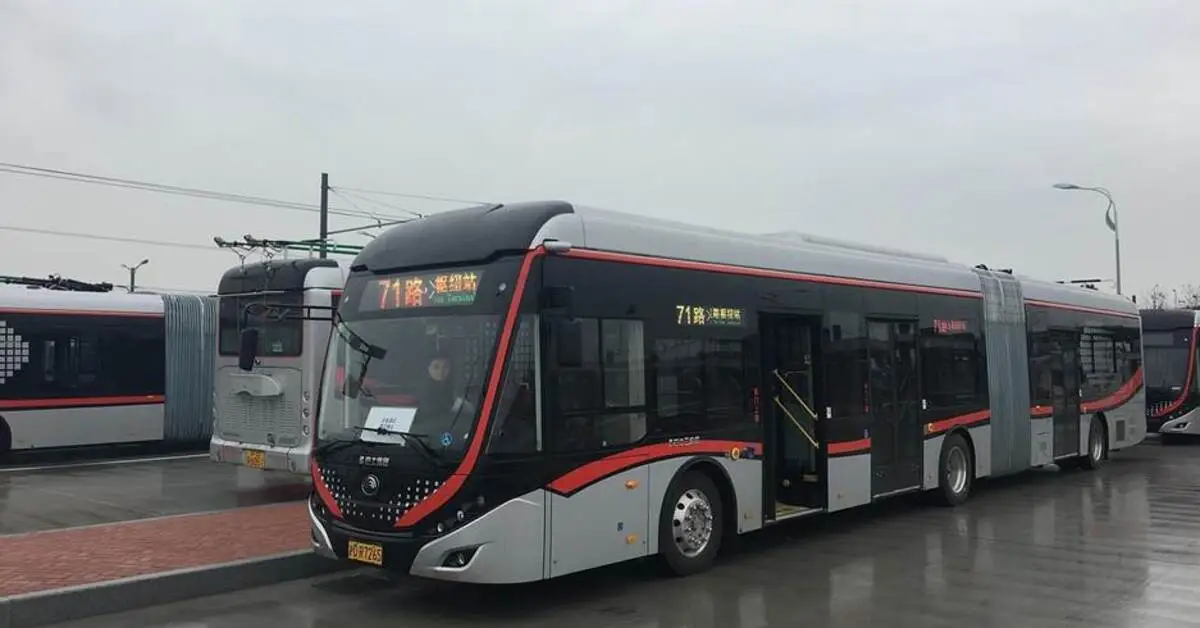 Dubai RTA bus on route near Al Qusais industrial area