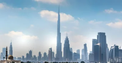 A clean, daylight view of the Dubai skyline